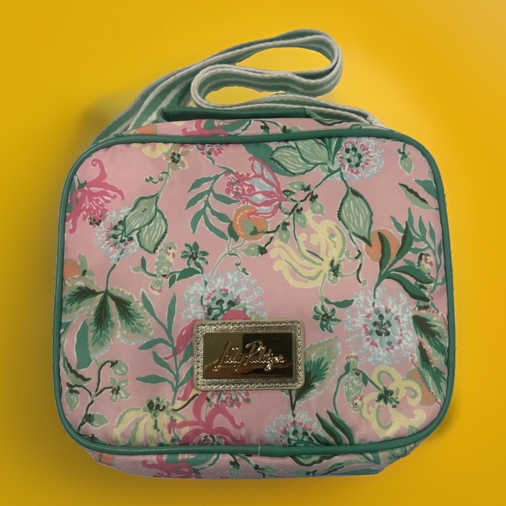 Lilly Pulitzer Lunch Bag Box Strap Insulated Via Amore Spritzer Lu Pink Green